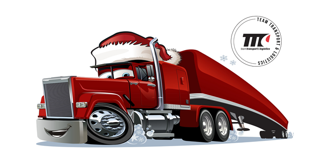An image of a Team Transport & Logistic trucks for the Christmas season.